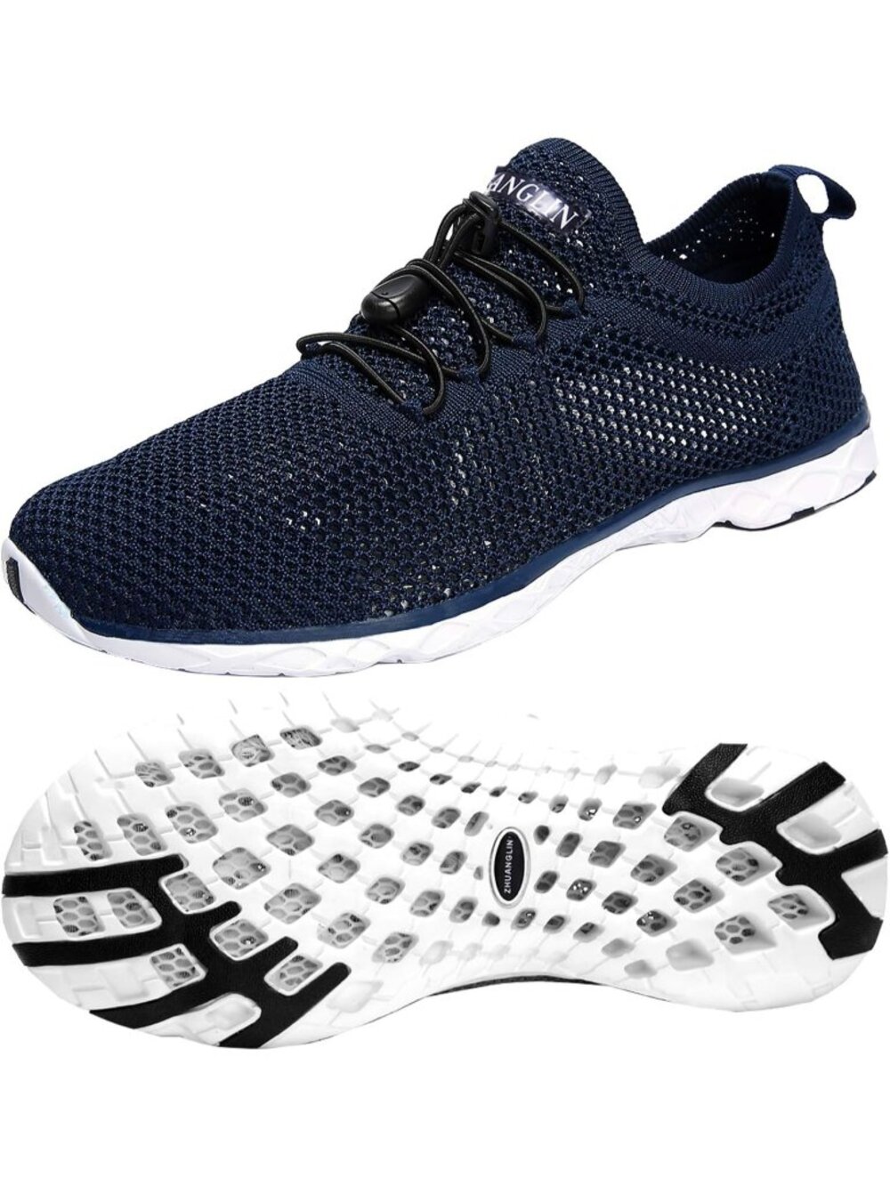 Mens Navy Mesh Quick Drying Aqua Water Shoes Breathable Athletic Water Shoes